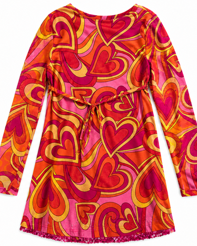 Colorful dress with heart pattern on a white background