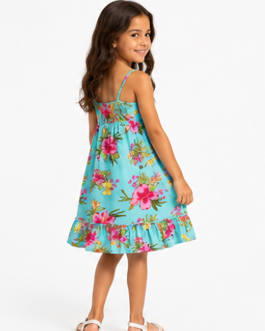 Tropical Hibiscus Ruffle Sundress