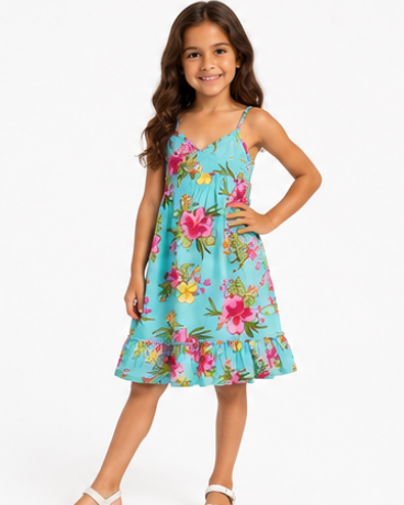 Tropical Hibiscus Ruffle Sundress