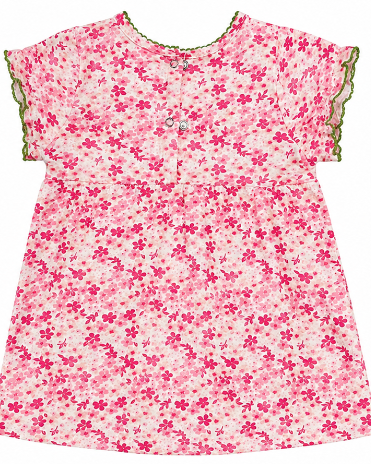 Floral dress with pink flowers on a white background