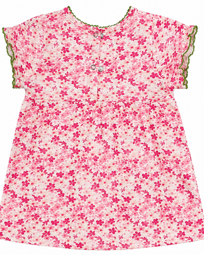 Floral dress with pink flowers on a white background