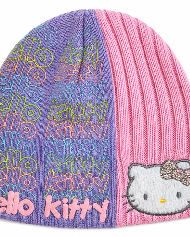 Hello Kitty Pink & Purple Knit Beanie