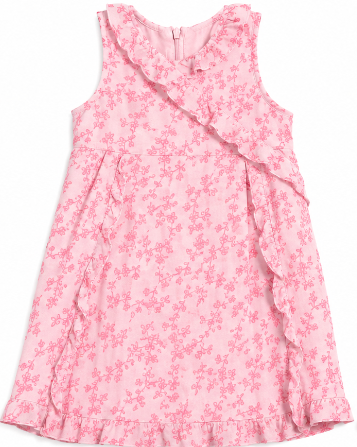 Pink floral dress on a white background