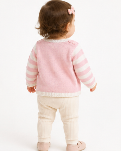 Sweet Snowman Pink Knit Sweater