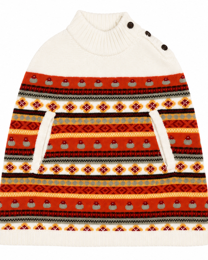 Fair Isle Knit Poncho Sweater