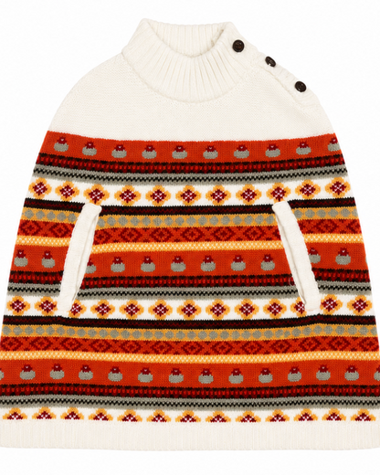 Fair Isle Knit Poncho Sweater