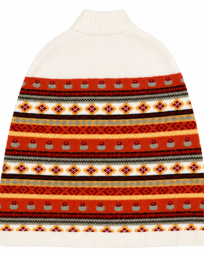 Fair Isle Knit Poncho Sweater
