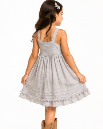 Silver Sparkle Ruffle Dress