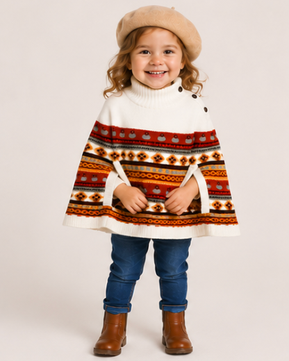 Fair Isle Knit Poncho Sweater