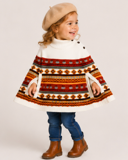Fair Isle Knit Poncho Sweater