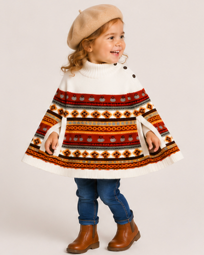 Fair Isle Knit Poncho Sweater
