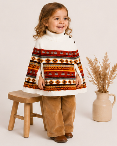 Fair Isle Knit Poncho Sweater