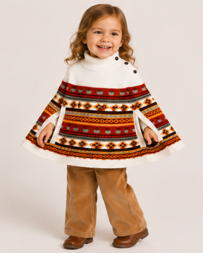 Fair Isle Knit Poncho Sweater