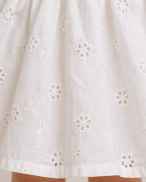 Denim & Eyelet Twirl Dress with Braided Belt